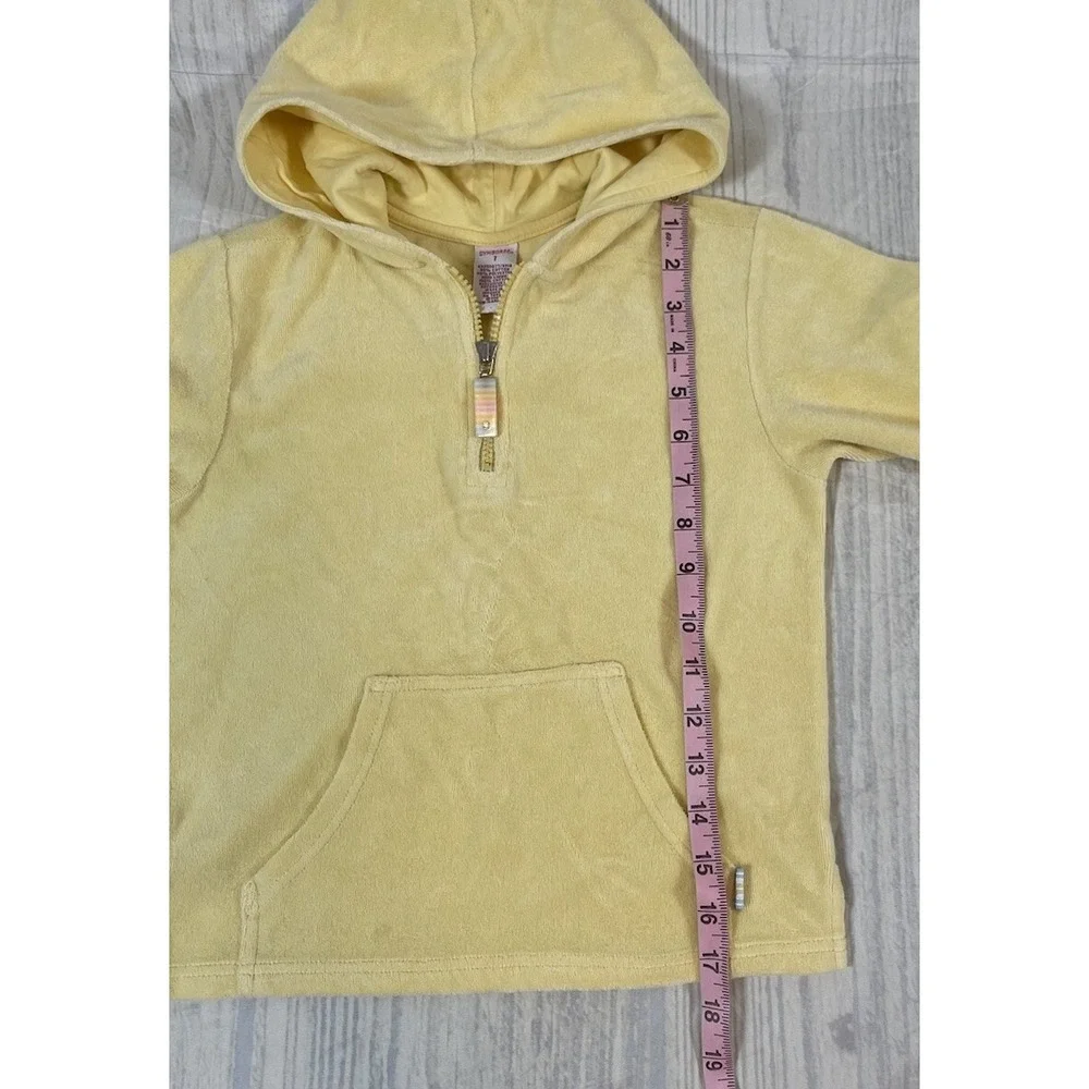 Gymboree RAINBOW SHERBET 1/4‎ Zip Yellow Terry Cloth Hooded Top Girls Size 7
